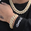 Load image into Gallery viewer, BUNDLE -19mm Two Rows Prong Link Chain+Bracelet in Yellow Gold