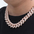 Load image into Gallery viewer, Diamond Two Rows Prong Cuban Chain (19mm) in Rose Gold