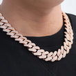 Load image into Gallery viewer, Diamond Two Rows Prong Cuban Chain (19mm) in Rose Gold