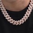 Load image into Gallery viewer, Diamond Two Rows Prong Cuban Chain (19mm) in Rose Gold
