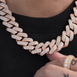 Load image into Gallery viewer, Diamond Two Rows Prong Cuban Chain (19mm) in Rose Gold