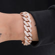 Load image into Gallery viewer, Diamond Two Rows Prong Cuban Bracelet (19mm) in Rose Gold