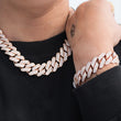 Load image into Gallery viewer, Diamond Two Rows Prong Cuban Bracelet (19mm) in Rose Gold