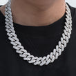 Load image into Gallery viewer, Diamond Two Rows Prong Cuban Chain (19mm) in White Gold