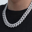 Load image into Gallery viewer, Diamond Two Rows Prong Cuban Chain (19mm) in White Gold