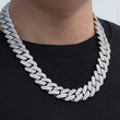 Load image into Gallery viewer, Diamond Two Rows Prong Cuban Chain (19mm) in White Gold