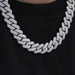 Load image into Gallery viewer, Diamond Two Rows Prong Cuban Chain (19mm) in White Gold