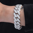 Load image into Gallery viewer, Diamond Two Rows Prong Cuban Bracelet (19mm) in White Gold