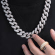 Load image into Gallery viewer, Baguette Cuban Chain (19mm) in White Gold