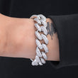 Load image into Gallery viewer, Baguette Cuban Bracelet (19mm) in White Gold