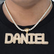 Load image into Gallery viewer, Custom Double Crowned Letters Necklace