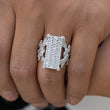 Load image into Gallery viewer, Baguette 3 Rows Clustered Ring Ring in White Yellow Gold DRMD Jewelry
