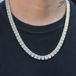 Load image into Gallery viewer, 8mm Square Baguette Tennis Necklace in Yellow Gold