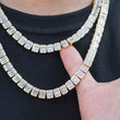 Load image into Gallery viewer, 8mm Square Baguette Tennis Necklace in Yellow Gold