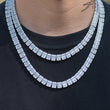 Load image into Gallery viewer, 8mm Square Baguette Tennis Necklace in White Gold