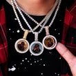 Load image into Gallery viewer, Diamond Spinning Two-Faced Custom Picture Photo Pendant Necklace In White Yellow Rose Gold DRMD Jewelry