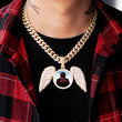 Load image into Gallery viewer, Diamond Custom Large Picture Necklace with Angel Wings Photo Pendant In White Yellow Rose Gold DRMD Jewelry