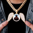 Load image into Gallery viewer, Diamond Custom Large Picture Necklace with Angel Wings Photo Pendant In White Yellow Rose Gold DRMD Jewelry