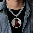 Load image into Gallery viewer, Diamond Custom Gold Round Picture Photo Pendant Necklace In White Yellow Rose Gold DRMD Jewelry