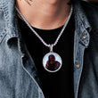 Load image into Gallery viewer, Diamond Custom Round Photo Picture Necklace In White Yellow Rose Gold DRMD Jewelry