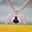 Load image into Gallery viewer, Diamond Custom Large Picture Necklace with Angel Wings Photo Pendant In White Yellow Rose Gold DRMD Jewelry
