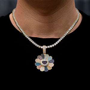 Iced Out Spinning Sunflower Necklace