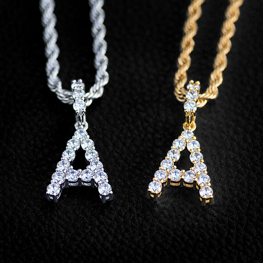 Diamond Single Initial Letter Necklace+Chain