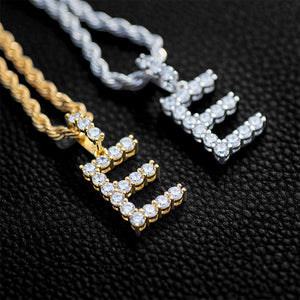 Diamond Single Initial Letter Necklace+Chain