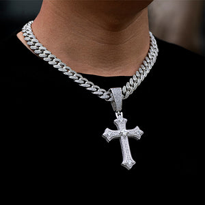 Clustered Infinity Cross + 12mm Miami Cuban Link Chain