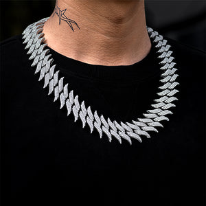 Spiked Cuban Link Chain (30mm) in White Gold