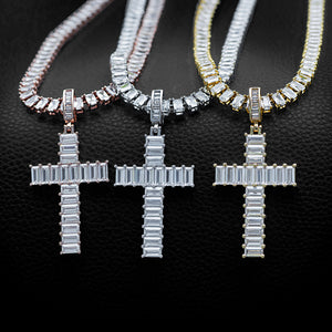 Baguette Cross Necklaces