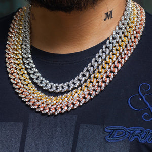 Large Stone Diamond Cuban Link Chain (10mm) in Rose Gold