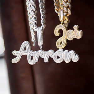 Custom Baguette Script Name Necklace