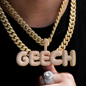 Large 3D Bubble Custom Letter Name Necklace