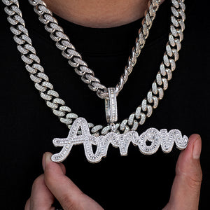 Custom Baguette Script Name Necklace