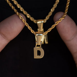 Solid Block Single Letter Necklace+Chain