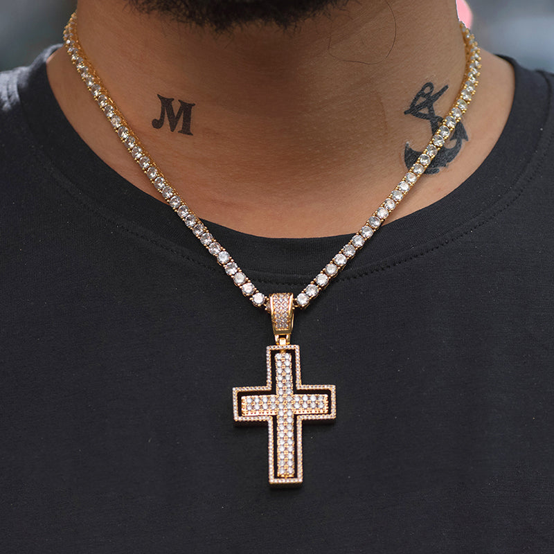 Diamond Two Side Cross Necklaces