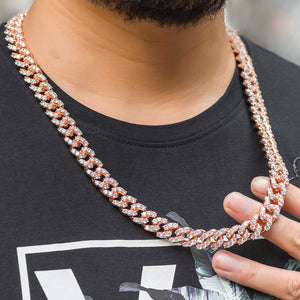 Large Stone Diamond Cuban Link Chain (10mm) in Rose Gold