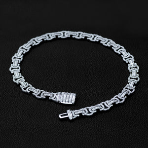 Iced Byzantine Link Chain (12mm) in White Gold