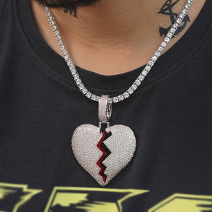 Iced Out Broken Heart Necklaces Pendant