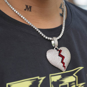 Iced Out Broken Heart Necklaces Pendant