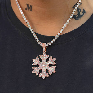 Iced Baguette Snowflake Necklace
