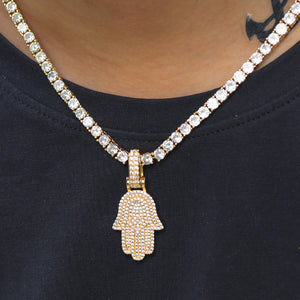 Fully Iced Out Hamsa Hand Necklace