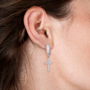 Hanging Cross Earrings - Pair in 925 Sterling Silver