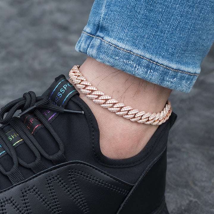 10mm Women's Cuban Link Anklet in Rose Gold