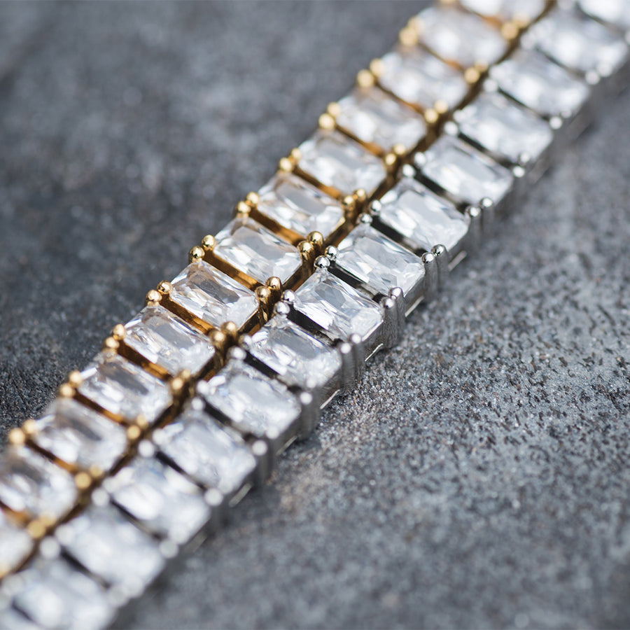 5mm Baguette Tennis Anklet in Yellow Gold