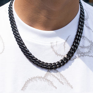 12mm Miami Cuban Link Chain In Black Gold