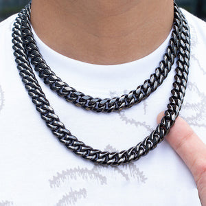 12mm Miami Cuban Link Chain In Black Gold