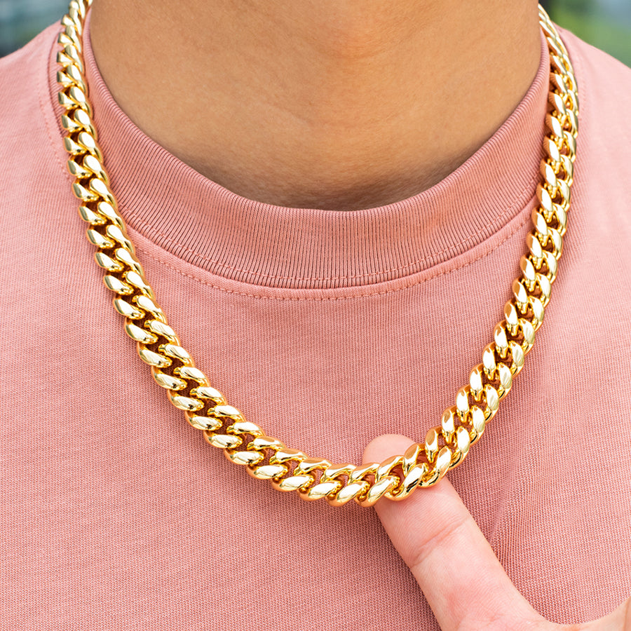 (12mm) Miami Cuban Link Chain  In Yellow Gold