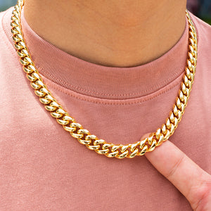 10mm Miami Cuban Link Chain In Yellow Gold
